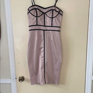 Blush Pink Dress with Black Piping